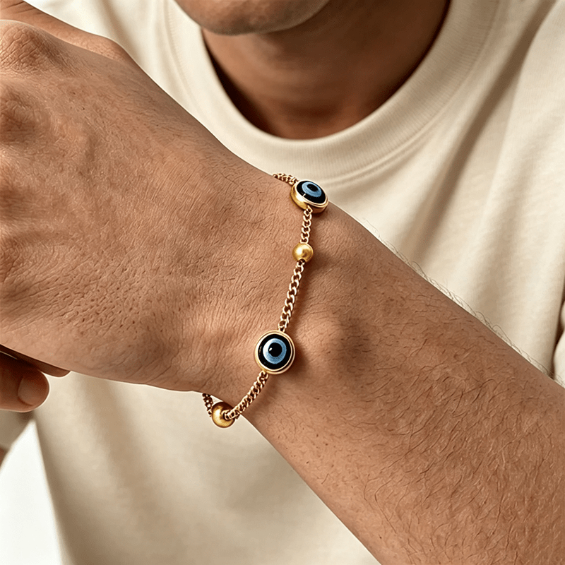 Women's 316L Stainless Steel Evil Eye Thin Adjustable Bracelet